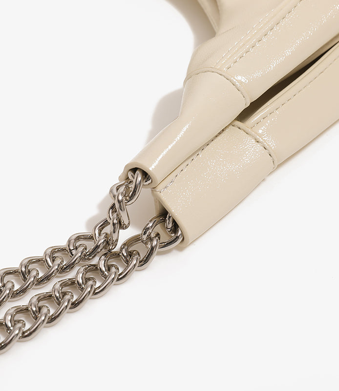 Dulcet Project Women's Soft Leather Chain Shoulder Bag-Beige