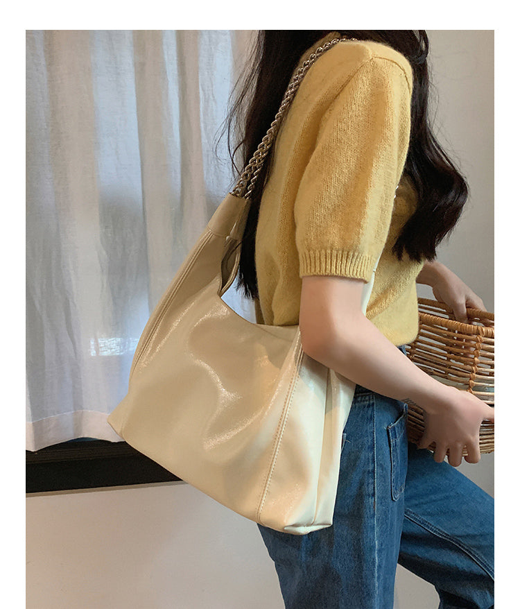 Dulcet Project Women's Soft Leather Chain Shoulder Bag-Beige